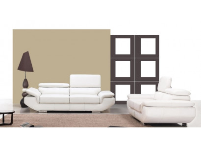 Sofa set with USB, upholstered sofa, leather seating set 3+2 seater Weilrod "White"