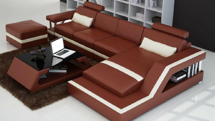 Designer sectional sofa living area large modern leather sofa couch Hamburg III