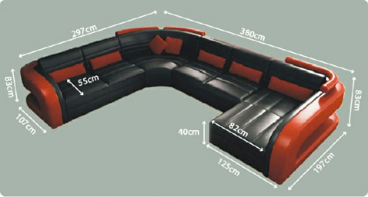 Leather sofa living area couch set upholstered corner sectional sofa U-shape Bergamo