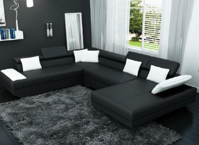 Leather sofa couch upholstery corner set living landscape XXL big corner sofa 2719D