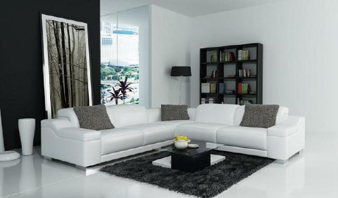 Living room landscape upholstery corner corner sofa seating couch suite landscape leather 2711D