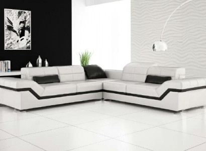 Leather Sofa XXL Living Area Couch Design Sofa with USB Corner Sofa Sofa Set White