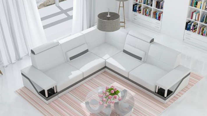 Leather sofa corner couch sofa + USB poster corner suite sofas fabric leather suite new