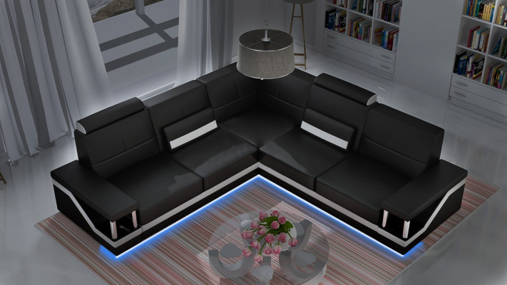 Leather sofa corner couch sofa + USB poster corner suite sofas fabric leather suite new