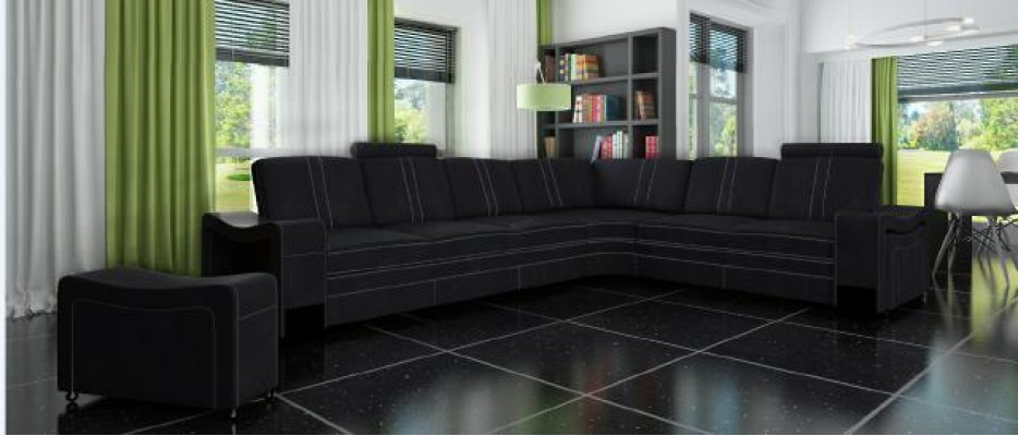 Fabric couch, textile upholstery corner couch, sofa with USB, corner sofa, living area, fabric sofa