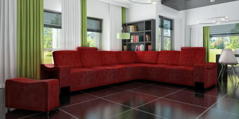 Fabric couch, textile upholstery corner couch, sofa with USB, corner sofa, living area, fabric sofa