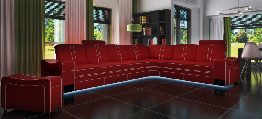 LEATHER CORNER SOFA SUITE Custom-Made USB LEATHER SOFA XXL LIVING AREA New