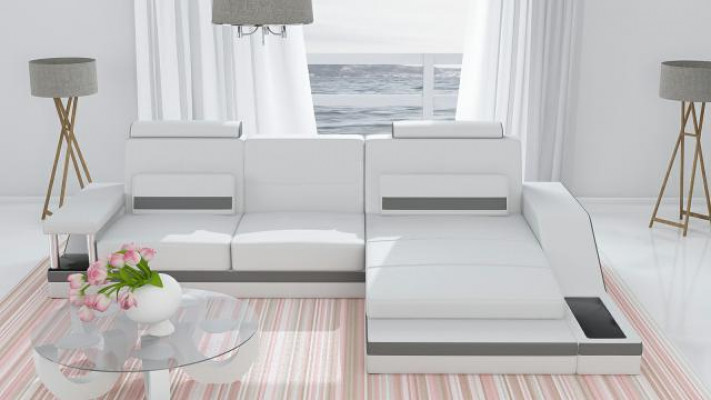 Corner sofa set leather textile fabric living landscape sofa USB new custom-made
