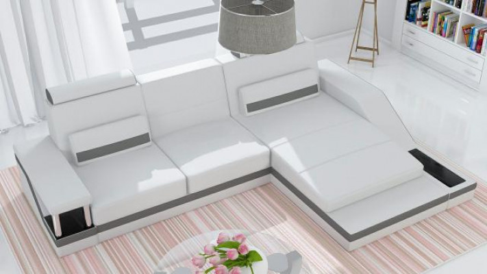 Corner sofa living area sofa +USB corner suite leather textile fabric custom-made