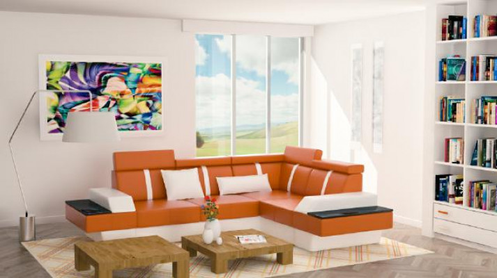 Designer living room corner couch new couch sofa upholstered leather sofa + USB, suite.