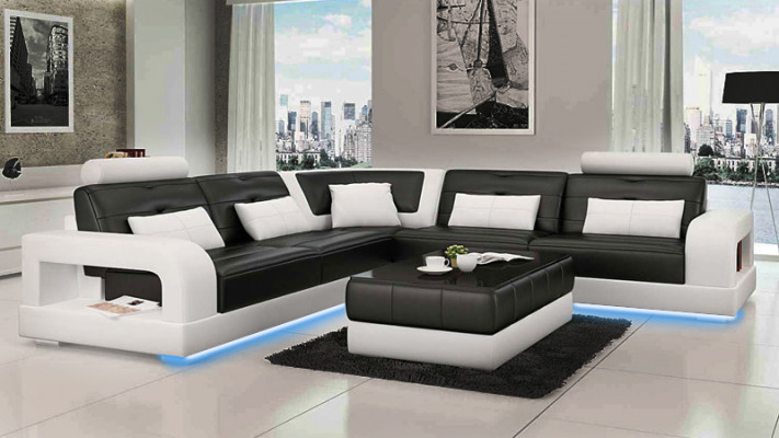 Leather sofa, sofa corner couch, USB sofa set, design couch living landscape, made to measure.
