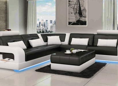 Leather sofa, sofa corner couch, USB sofa set, design couch living landscape, made to measure.