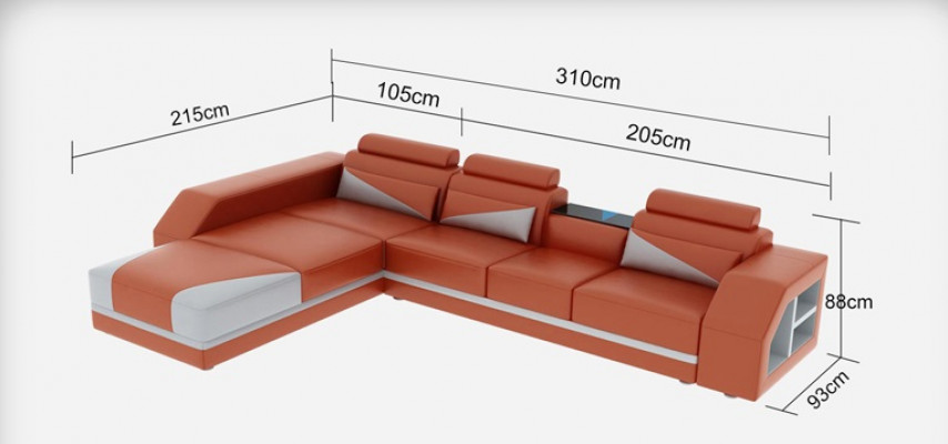 Leather corner sofa with USB, set corner sofas couches upholstery living space luxury