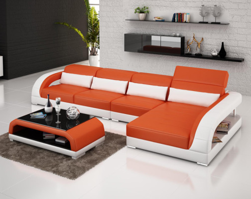 Leather sofa with USB, living area corner sofa set design modern sofa G8016C