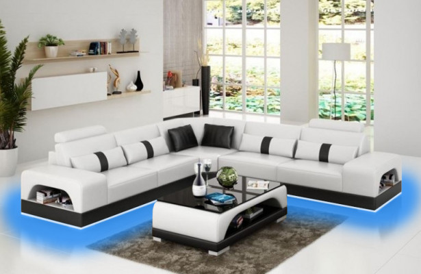 Modern corner sofa set, sectional sofa, corner couch, living landscape in L shape, XXL sofa with USB, new