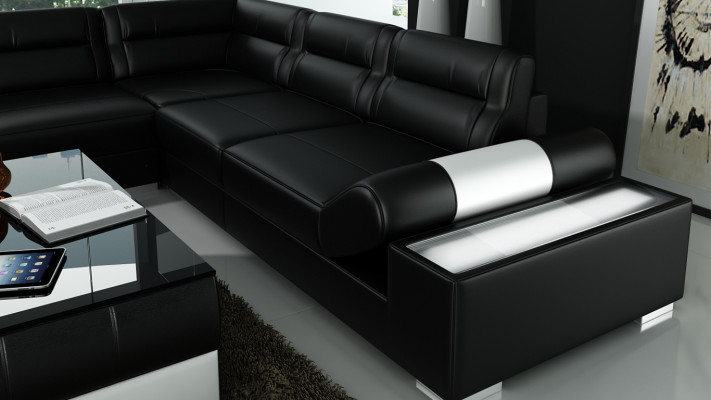 Leather Sofa Sofa USB Living Landscape Corner Sofa Set Couch Design Set L6001B