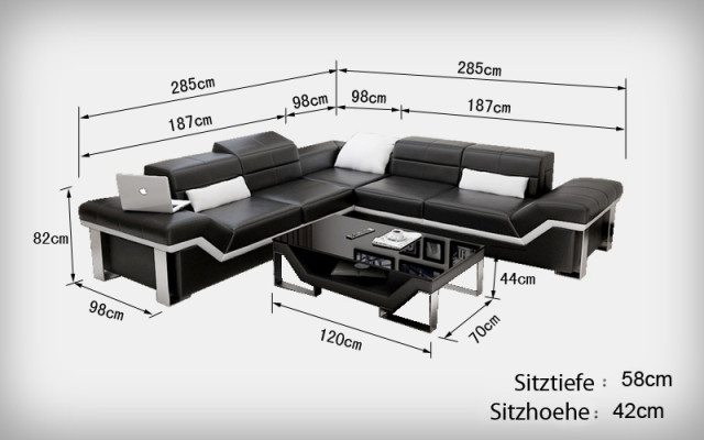 Leather sofa couch living landscape corner sofa suite design modern sofa K5007B