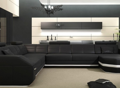 Leather sofa corner sofa living landscape corner sofa corner couch upholstery seating corner Wyen B/W new
