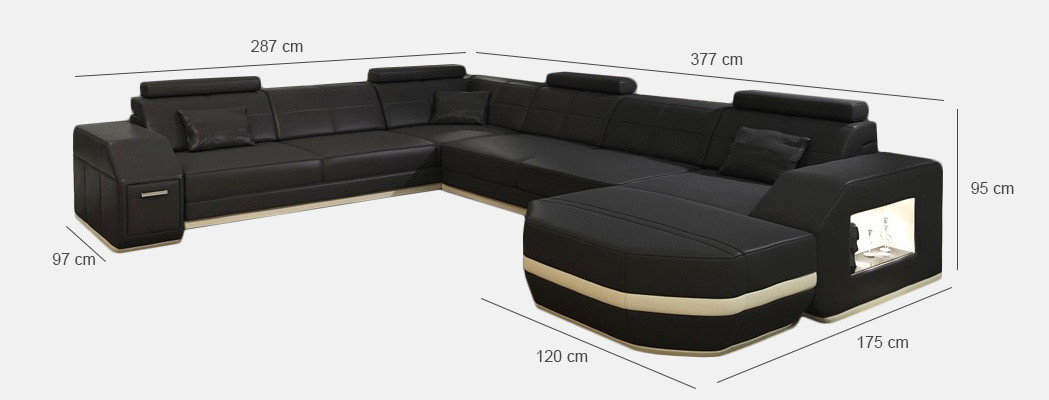 Leather sofa corner sofa living landscape corner sofa corner couch upholstery seating corner Wyen B/W new