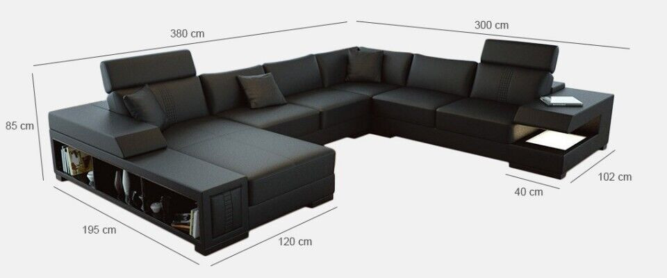 Snow-white designer corner sofa in U-shape for luxurious living ambiance