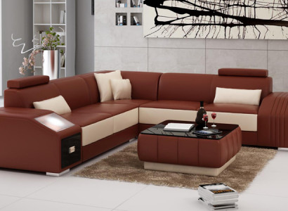 Leather sofa with USB living landscape corner sofa corner suite design modern sofa L6003B