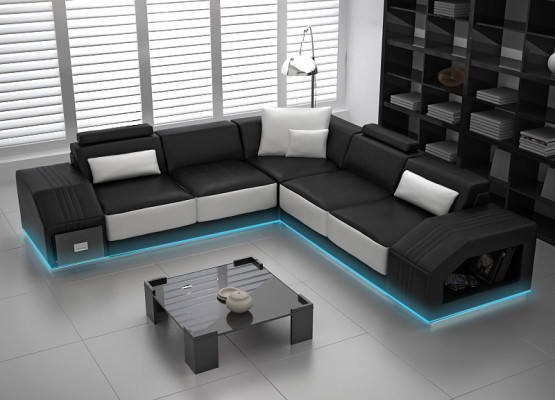 Leather sofa with USB living landscape corner sofa corner suite design modern sofa L6003B