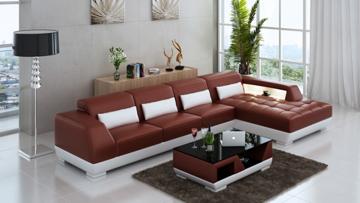 Leather sofa corner sofa + USB set living landscape upholstery L-shape couch sofa G8024C
