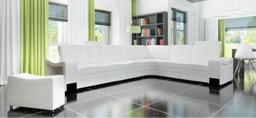 XXL LEATHER SOFA LIVING AREA Custom-made LEATHER CORNER SOFA SUITE with USB
