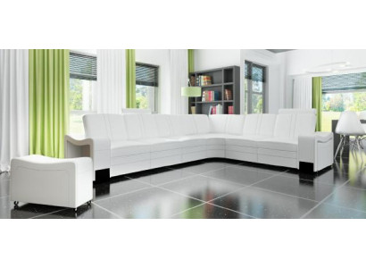 XXL LEATHER SOFA LIVING AREA Custom-made LEATHER CORNER SOFA SUITE with USB