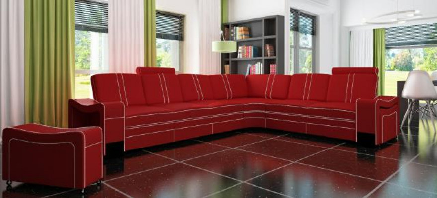 XXL LEATHER SOFA LIVING AREA Custom-made LEATHER CORNER SOFA SUITE with USB