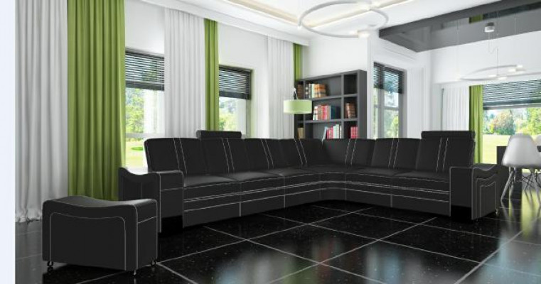 XXL LEATHER SOFA LIVING AREA Custom-made LEATHER CORNER SOFA SUITE with USB