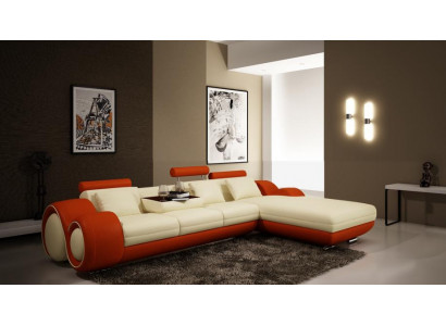 Patented Design Corner Sofa Sofa + USB, Upholstered Leather Corner BERLINo Living Landscape