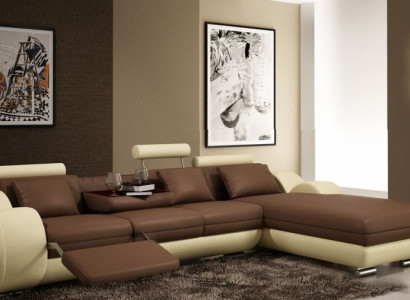 Patented Design Corner Sofa Sofa +USB, Upholstered Leather Corner BERLIN Living Landscape