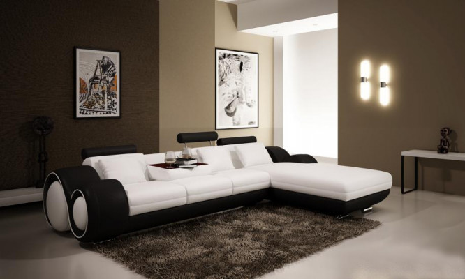 Patented Design Corner Sofa Sofa +USB, Upholstered Leather Corner BERLIN Living Landscape