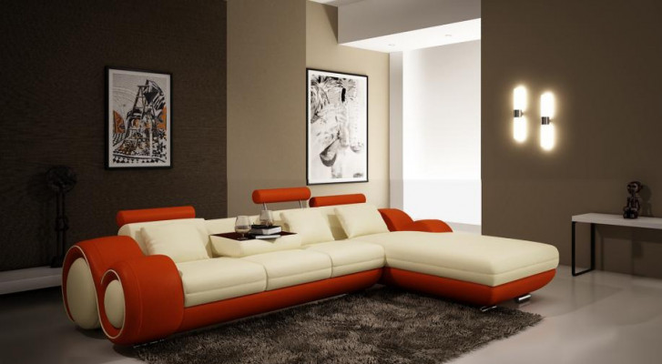Patented Design Corner Sofa Sofa +USB, Upholstered Leather Corner BERLIN Living Landscape