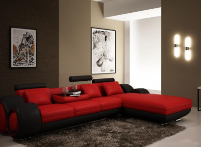 Patented design corner sofa Sofa + USB, upholstered leather corner BERLIN living landscape