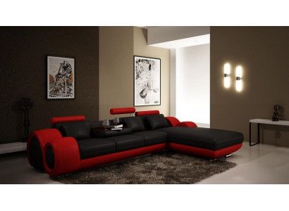 Patented Design Corner Sofa Sofa + USB, Upholstered Leather Corner Living Landscape BERLIN