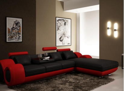 Patented Design Corner Sofa Sofa + USB, Upholstered Leather Corner Living Landscape BERLIN