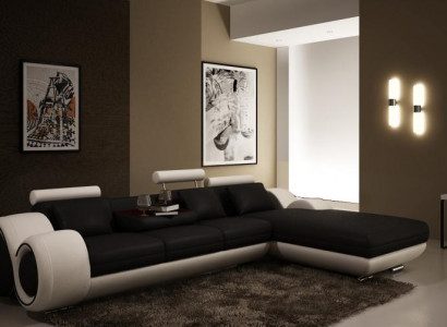 Patented Design Corner Sofa Sofa +USB, Upholstered Leather Corner Living Landscape BERLIN