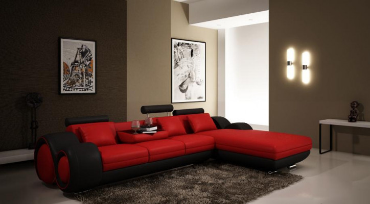 Patented Design Corner Sofa Sofa +USB, Upholstered Leather Corner Living Landscape BERLIN
