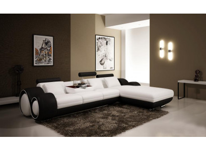Patented Design Corner Sofa + USB Upholstered Leather Corner Living Landscape BERLIN
