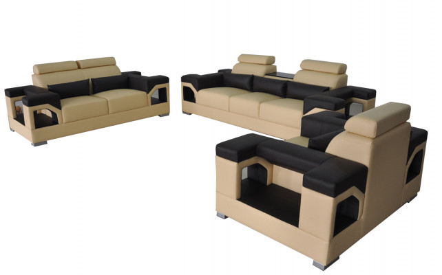 Leather sofa set + USB couch cushion couches sofa living landscape luxury 3+2+1