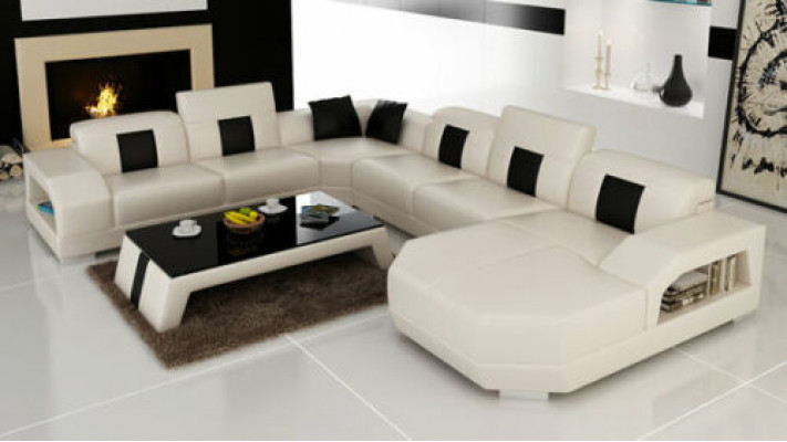 Leather Sofa Couch Living Landscape Corner Suite Design Modern Couch