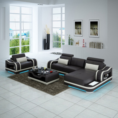 Leather sofa couch living landscape corner sofa + armchair corner suite modern G8030E