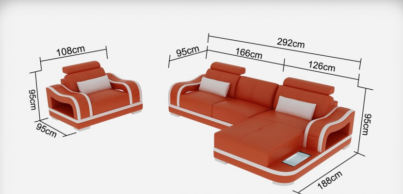 Leather sofa couch living landscape corner sofa + armchair corner suite modern G8030E