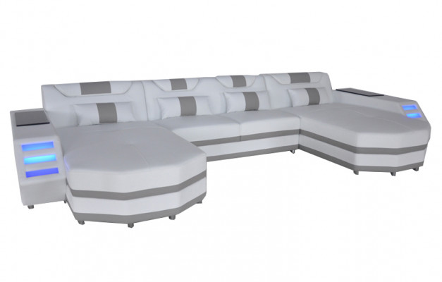 Design leather upholstered corner seat with USB leather upholstery landscape room living sofa