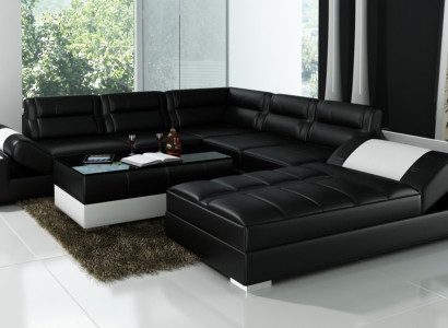 Comfortable statement new leather U-shaped corner sofa for your living ambiance