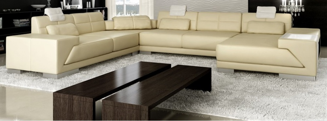Leather sofa with USB couch cushion corner living area corner sofa design leather new LED