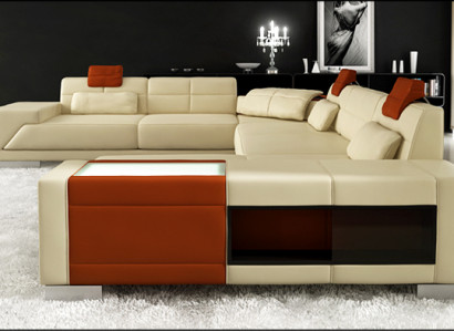 Leather sofa with USB Couch Designer sofa U-shape corner set Upholstered corner XXL Big