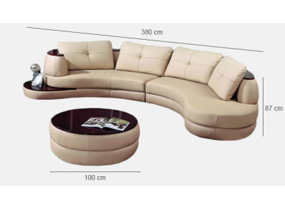 Designer round USB corner sofa living landscape round sofa leather sofa couch sofa U-shape